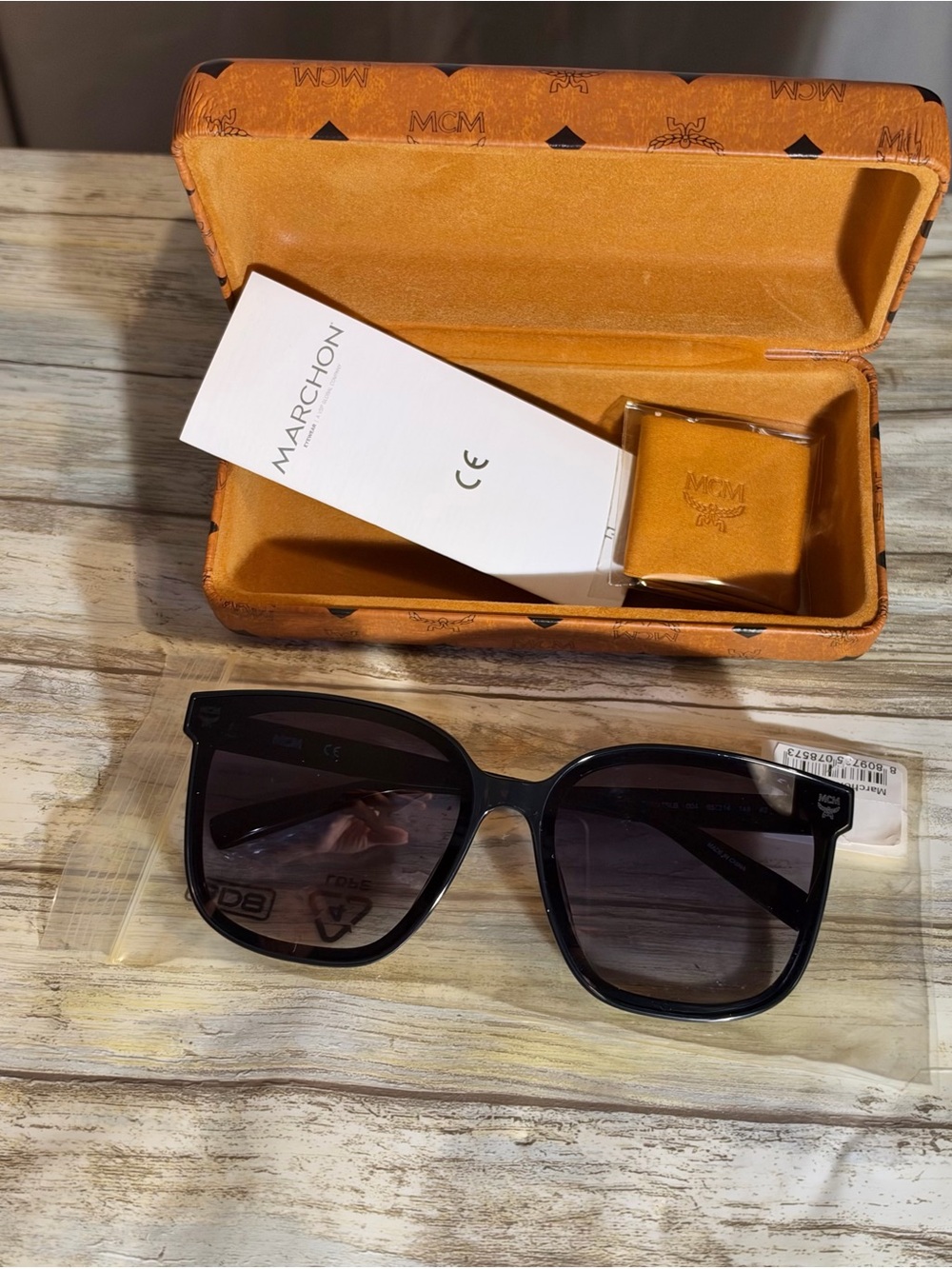 MCM Black Square Gradient Sunglasses with Branded Tan Case